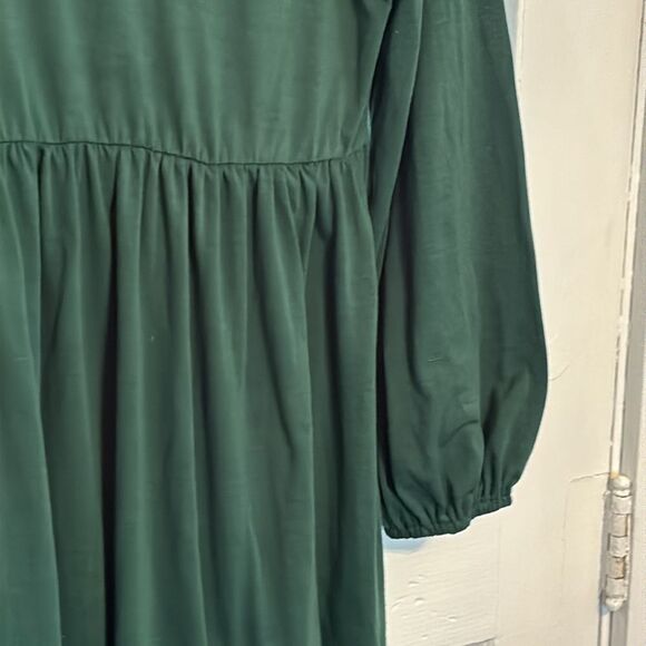 Nemidor Women’s Dark Green Long Balloon Sleeve Midi Dress with v neck size 1XL - Picture 2 of 6